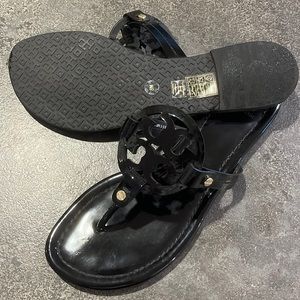Tory Burch black patent leather sandal. Size 8M. Rarely worn.